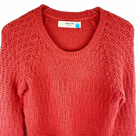 Anthropologie Sparrow Hamilton Cottage Cable Knit Rust Orange Sweater Size small - Picture 3 of 6